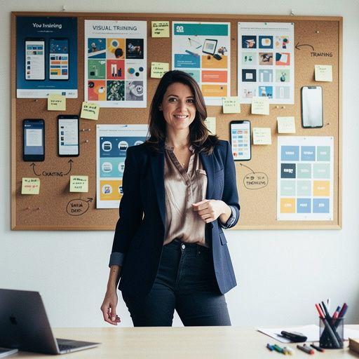 Изображение настольной книги с заметками по дизайну и эскизами.